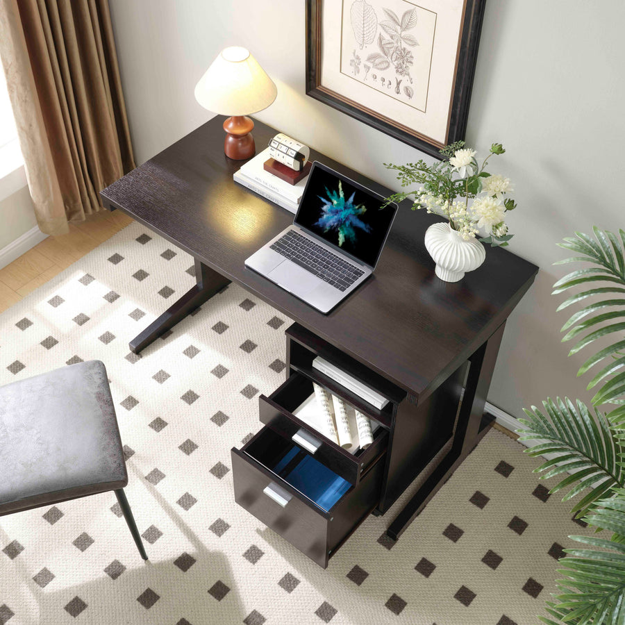 47" Espresso Desk with Mobile Locking File Cabinet - product image 4