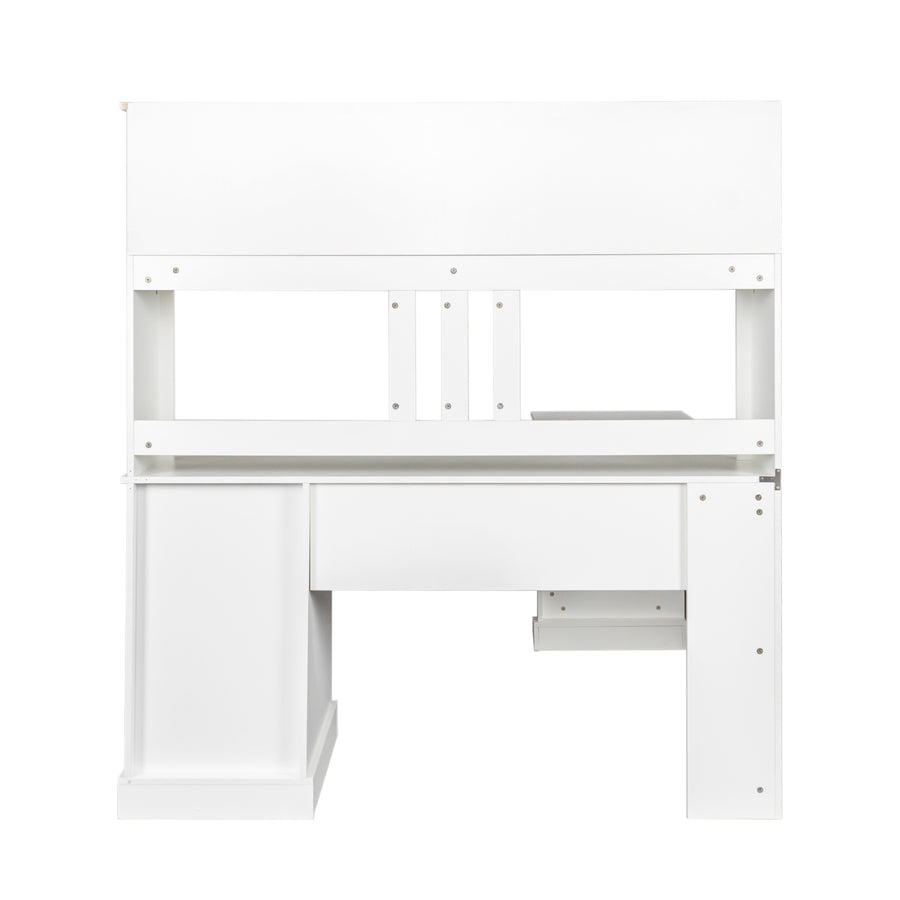 60" Antiqued White Corner Desk with Hutch & Drawers — alternate view 12