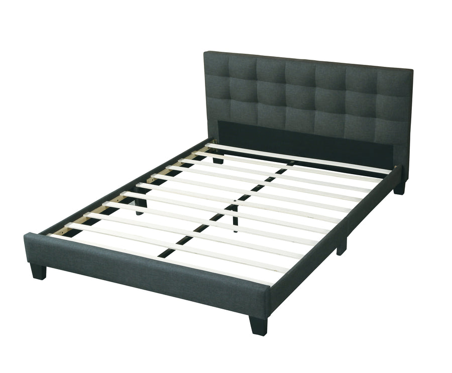 Modern King Upholstered Platform Bed with Square-Tufted Headboard, Charcoal, view 4
