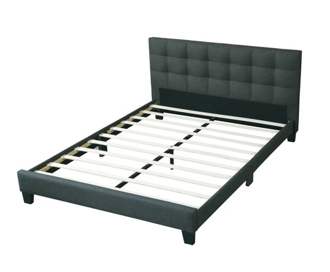 Modern King Upholstered Platform Bed with Square-Tufted Headboard, Charcoal, view 4
