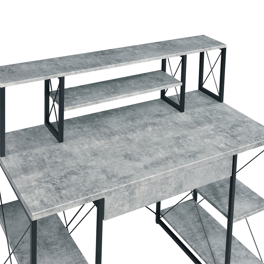 48" Gray & Black Studio Desk with Hutch and Shelves — alternate view 5