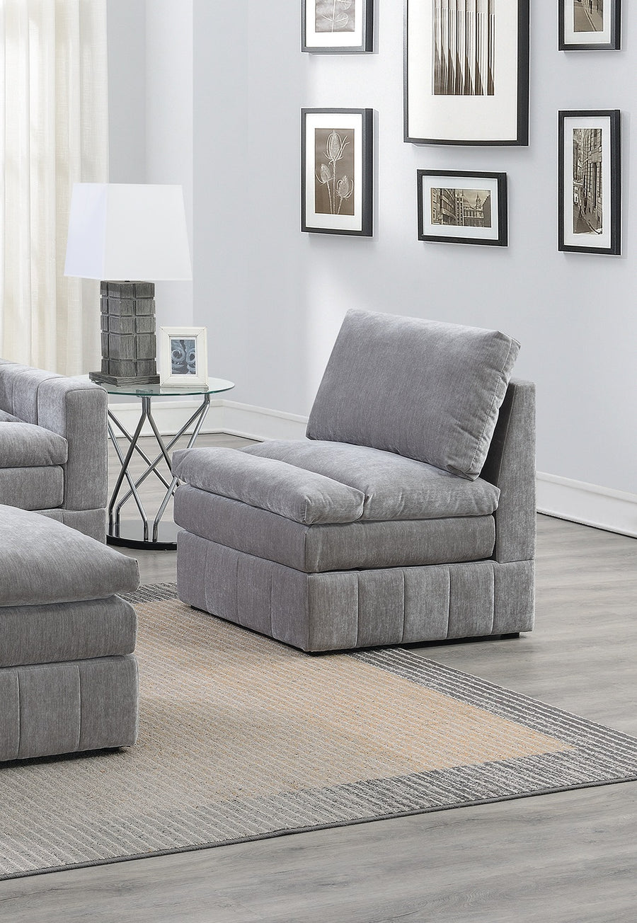 Gray Suede Modular Armless Sectional Chair — alternate view 2