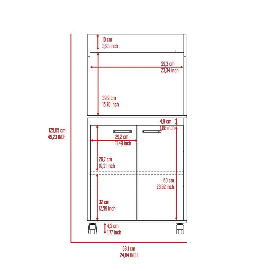 Kira White Rolling Microwave Cart with Cabinet - product image 7