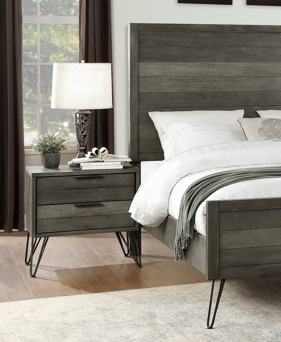 Gray Acacia Veneer Nightstand with Metal Legs — alternate view 3