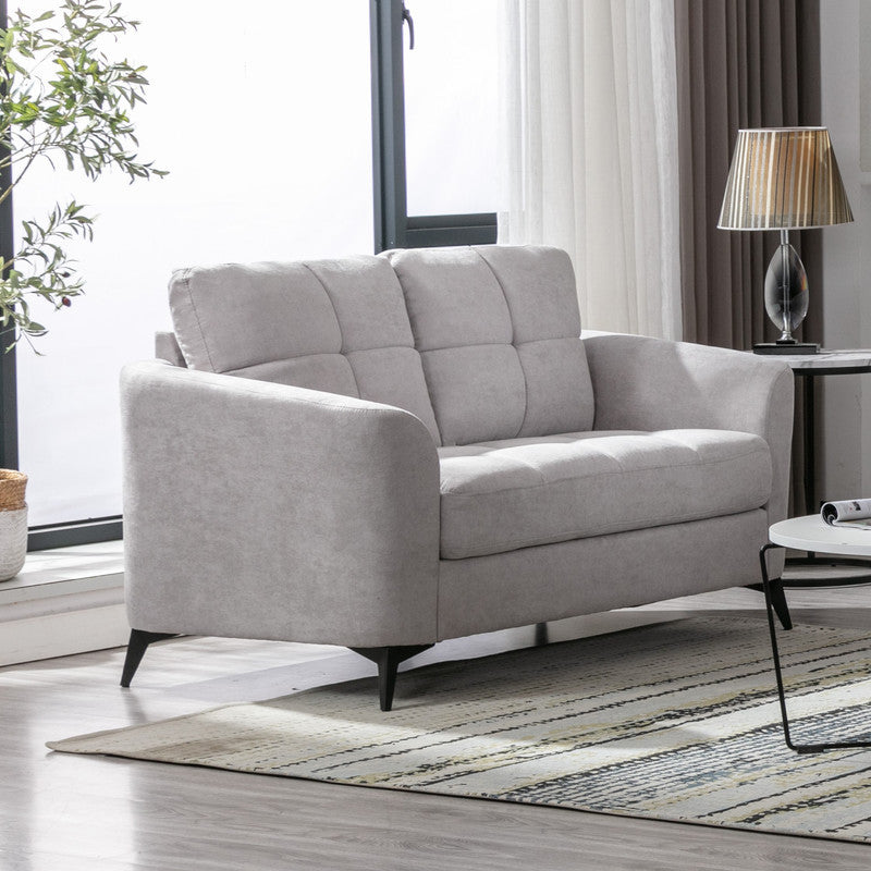 Callie 60' Light Gray Woven Fabric Loveseat