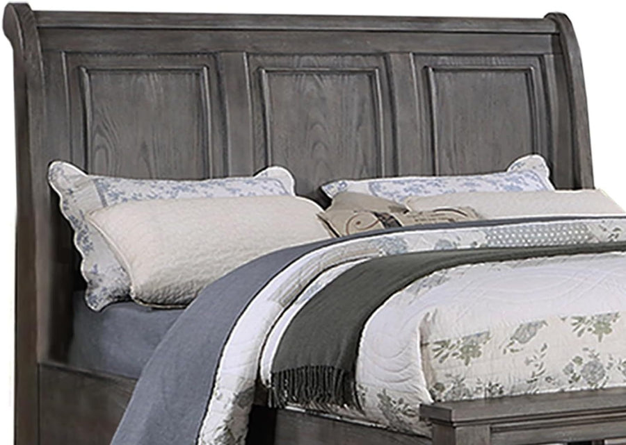 Vintage Queen Sleigh Bed with Under-Bed Storage Drawers, Antique Gray, view 7