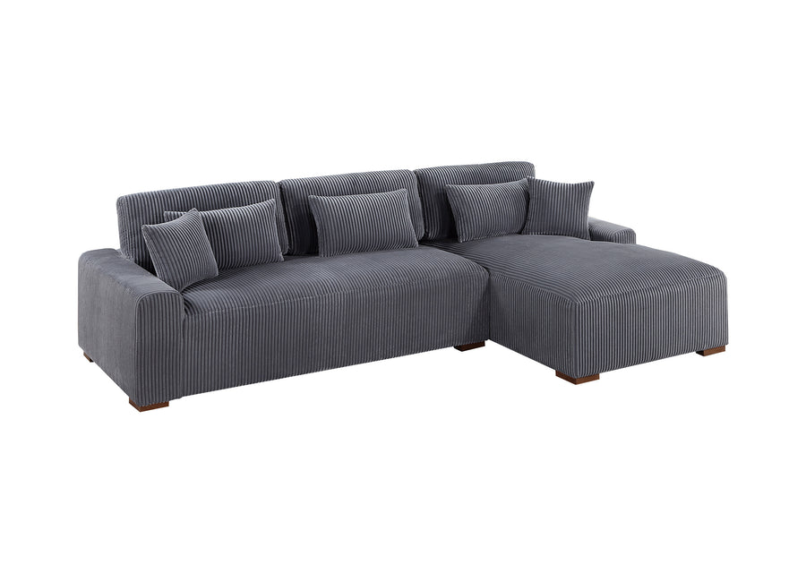 113" Dark Gray Corduroy Sectional Sofa with Chaise — alternate view 2