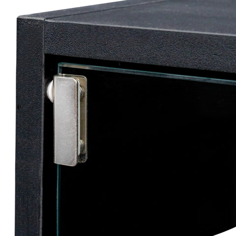 Shoe Storage Cabinet with Sliding Glass Doors and RGB LED Lights, Black, view 10